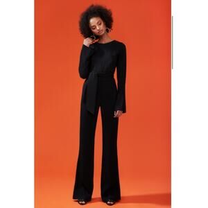 TEOTOKI Tatiana Ink Black Jumpsuit Size M Round Neckline Relaxed Flared Leg